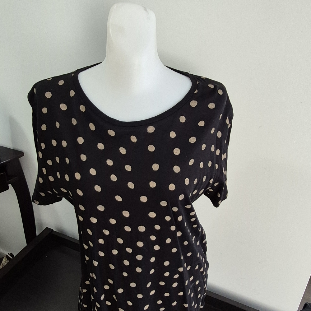 Zara Black and Cream Polka Dot Tee
